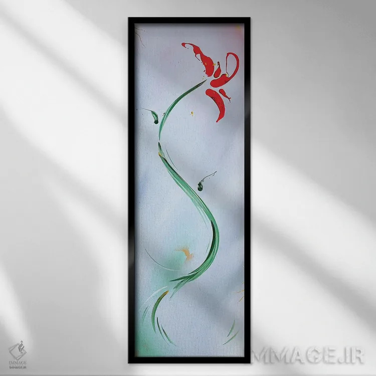 تابلو انتزاعی رز روییده از بتن اثر مایکل کارینی - نمای قابدار مشکی