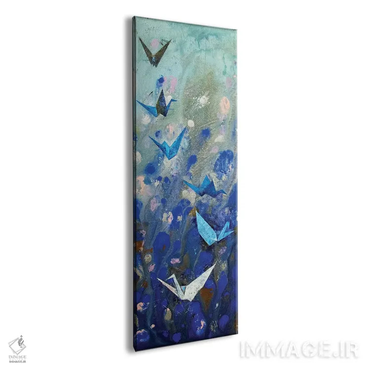 تابلو دکوراتیو درناهای اوریگامی اثر مایکل کریس - نمای پرسپکتیو محصول