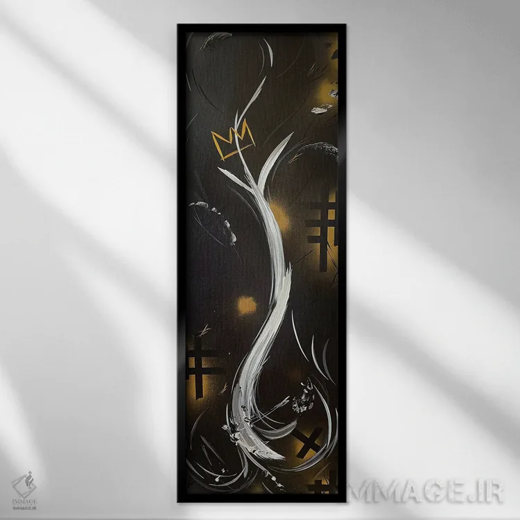 تابلو انتزاعی بذری کاشته شده برای شاهان و ملکه های گمشده ما اثر مایکل کارینی - نمای قابدار مشکی