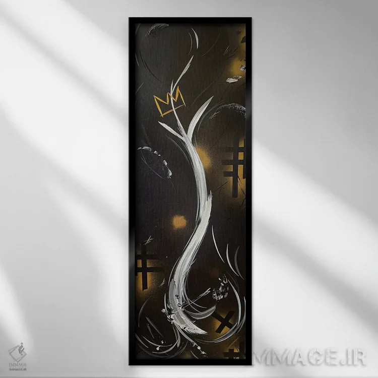 تابلو انتزاعی بذری کاشته شده برای شاهان و ملکه های گمشده ما اثر مایکل کارینی - نمای قابدار مشکی