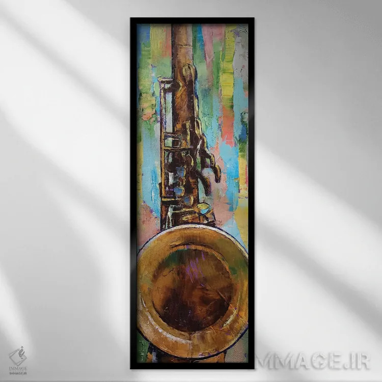 تابلو دکوراتیو ساکسوفون اثر مایکل کریس - نمای قابدار مشکی