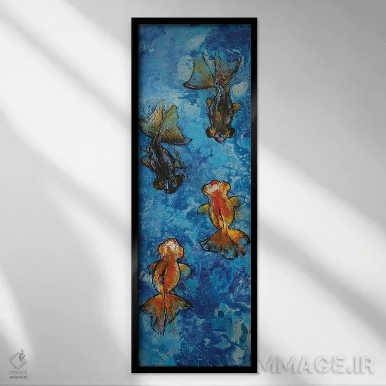 تابلو دکوراتیو ماهی طلایی دم پروانه ای اثر مایکل کریس - نمای قابدار مشکی