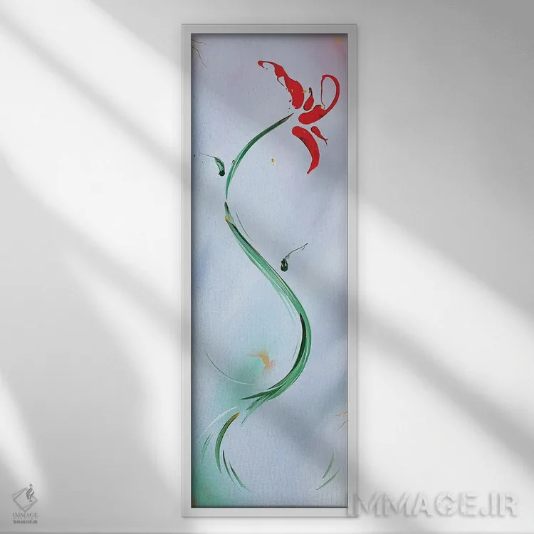 تابلو انتزاعی رز روییده از بتن اثر مایکل کارینی - نمای قابدار سفید