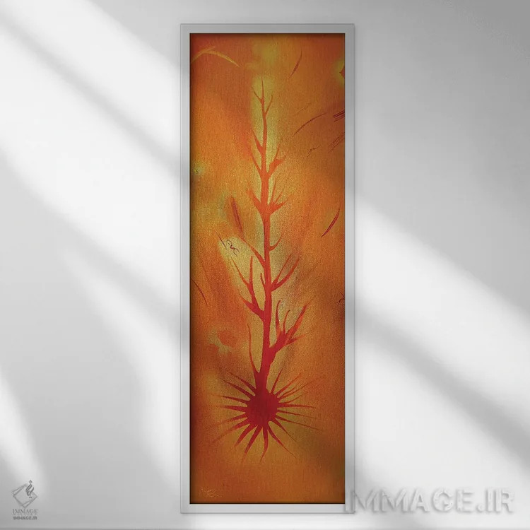 تابلو انتزاعی ریشه های نور و سایه اثر مایکل کارینی - نمای قابدار سفید