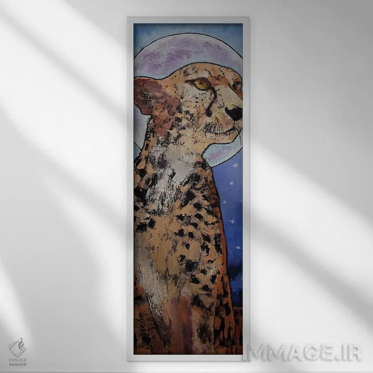 تابلو دکوراتیو ماه یوزپلنگ اثر مایکل کریس - نمای قابدار سفید