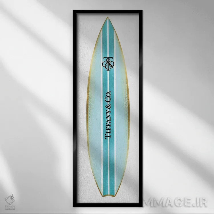 تابلو دکوراتیو تخته موج سواری مد روز اثر مدلین بلیک - نمای قابدار مشکی