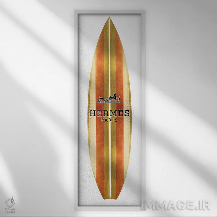 تابلو دکوراتیو تخته موج سواری مد روز اثر مدلین بلیک - نمای قابدار سفید