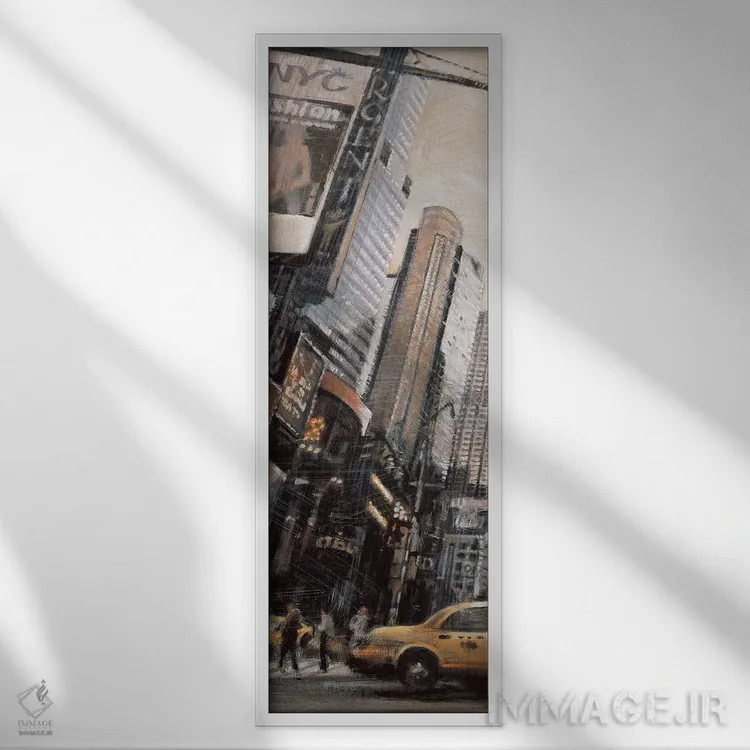 تابلو دکوراتیو تایمز اسکوئر I اثر متیو دنیلز - نمای قابدار سفید