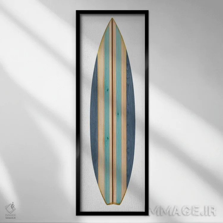 تابلو دکوراتیو تخته موج سواری III اثر مدلین بلیک - نمای قابدار مشکی