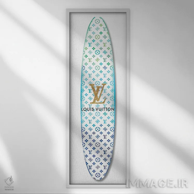 تابلو دکوراتیو تخته موج سواری مد روز اثر مدلین بلیک - نمای قابدار سفید