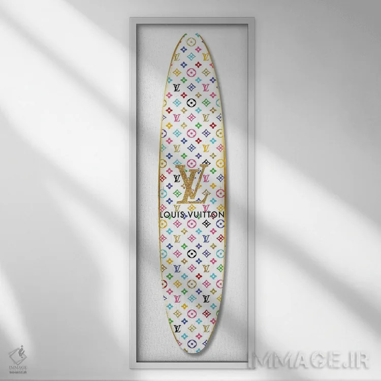 تابلو دکوراتیو تخته موج سواری مد روز اثر مدلین بلیک - نمای قابدار سفید