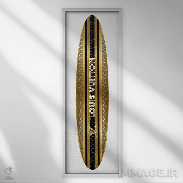 تابلو دکوراتیو تخته موج سواری مد روز اثر مدلین بلیک - نمای قابدار سفید