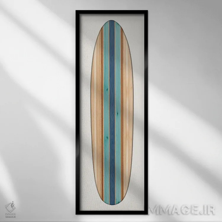 تابلو دکوراتیو تخته موج سواری کلاسیک II اثر مدلین بلیک - نمای قابدار مشکی