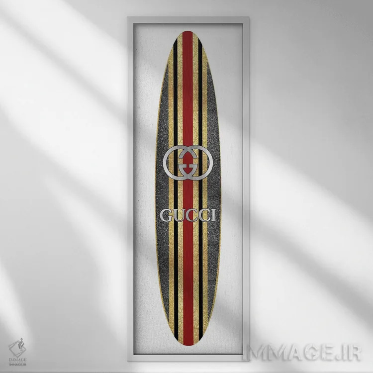 تابلو دکوراتیو تخته موج سواری مد روز اثر مدلین بلیک - نمای قابدار سفید