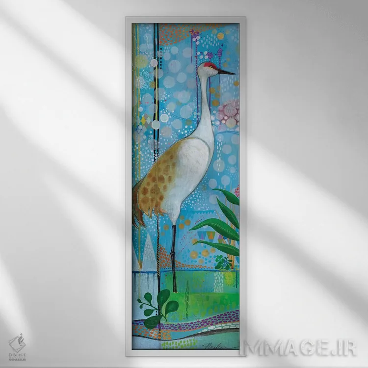 تابلو دکوراتیو درنای تابستانی اثر مادارا میسون - نمای قابدار سفید