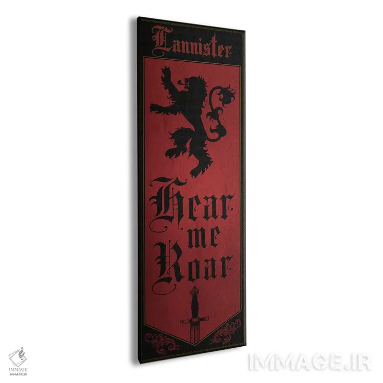 تابلو دکوراتیو پرچم خاندان لنیستر اثر فایو بای فایو کالکتیو - نمای پرسپکتیو محصول