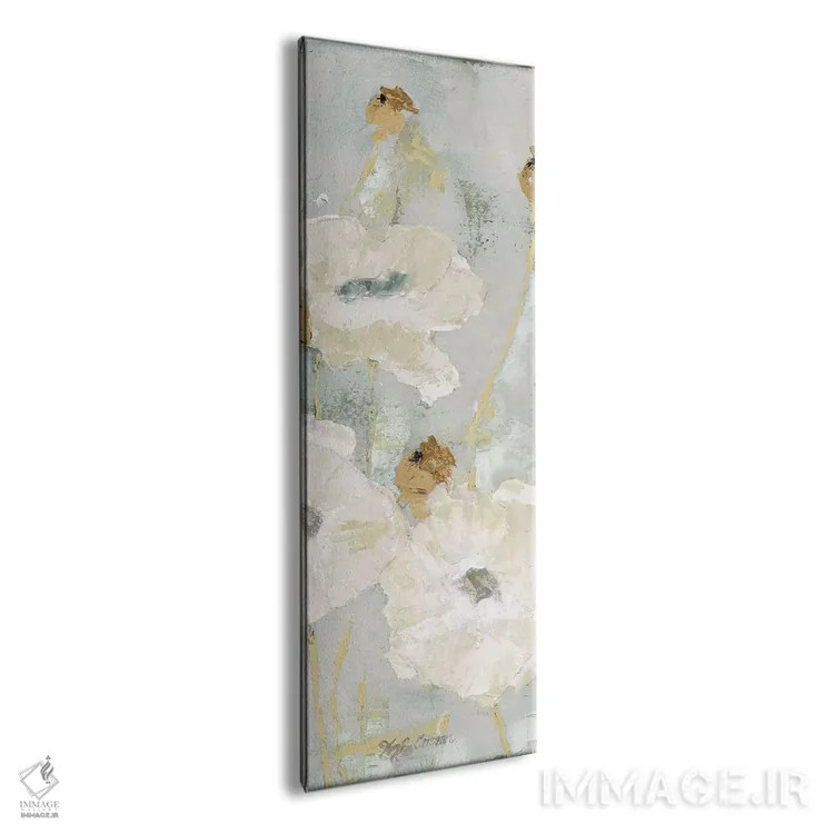 تابلو دکوراتیو شقایق ها در باد، پنل کرم رنگ II اثر ماری الین کوسون - نمای پرسپکتیو محصول