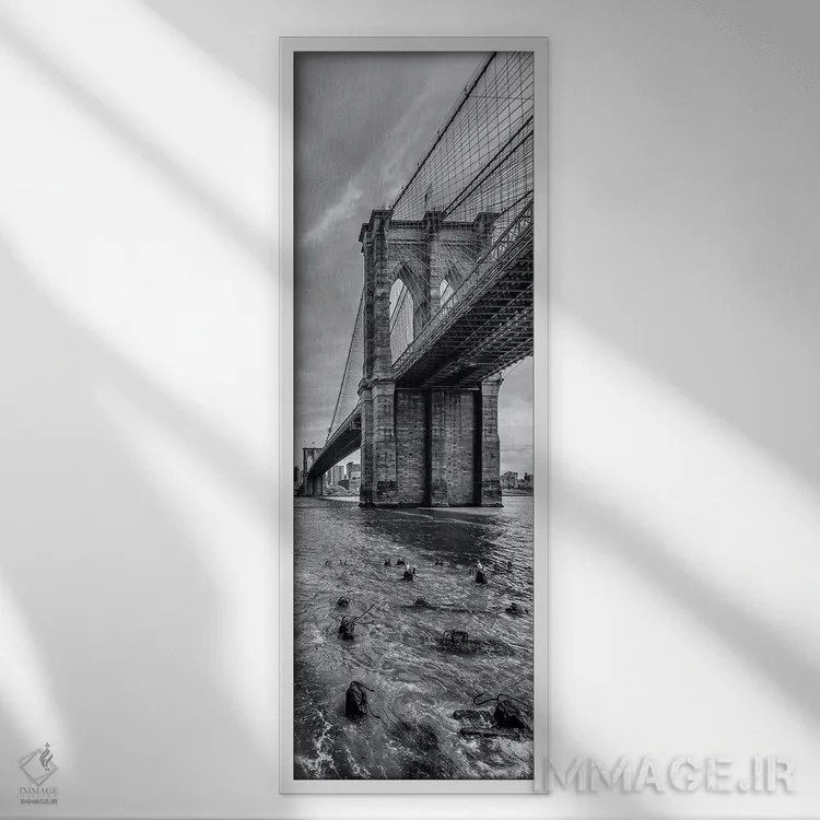 تابلو دکوراتیو پل بروکلین شهر نیویورک اثر ملانی ویولا - نمای قابدار سفید