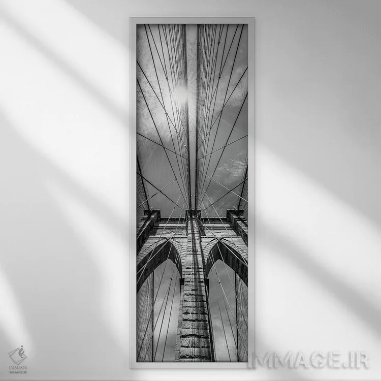 تابلو دکوراتیو جزئیات پل بروکلین شهر نیویورک اثر ملانی ویولا - نمای قابدار سفید