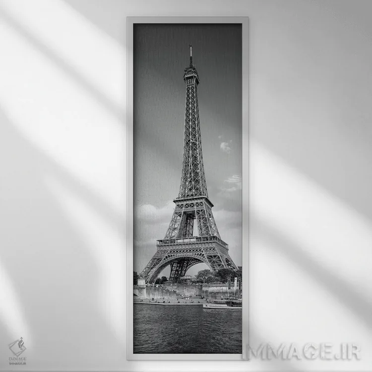 تابلو دکوراتیو پانورامای برج ایفل و رود سن پاریس اثر ملانی ویولا - نمای قابدار سفید