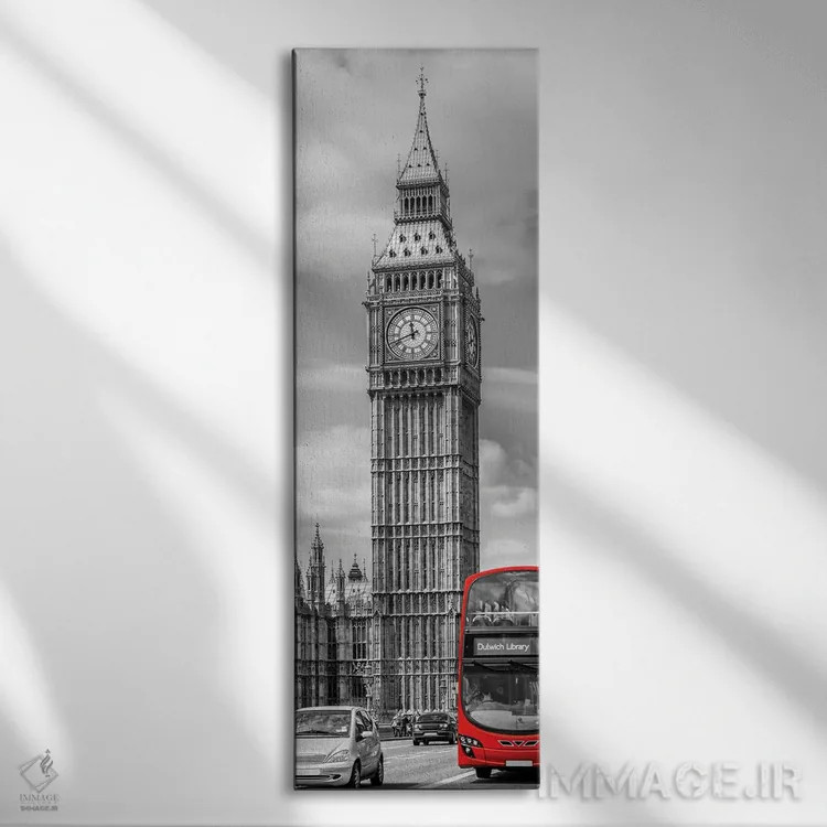 تابلو دکوراتیو برج الیزابت | پانورامای عمودی اثر ملانی ویولا - نمای روبهرو روی دیوار