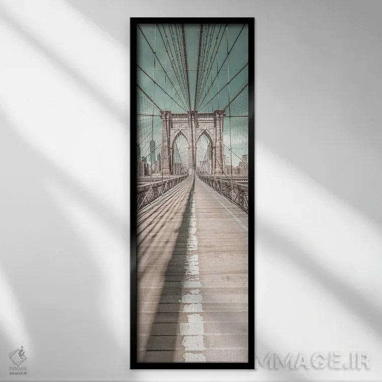 تابلو دکوراتیو پانورامای پل بروکلین نیویورک اثر ملانی ویولا - نمای قابدار مشکی