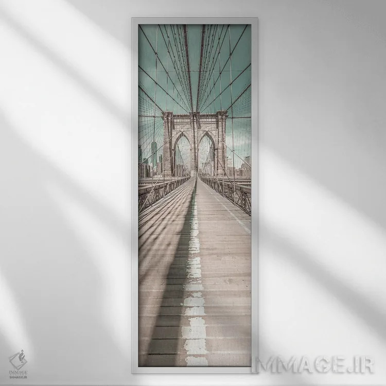 تابلو دکوراتیو پانورامای پل بروکلین نیویورک اثر ملانی ویولا - نمای قابدار سفید