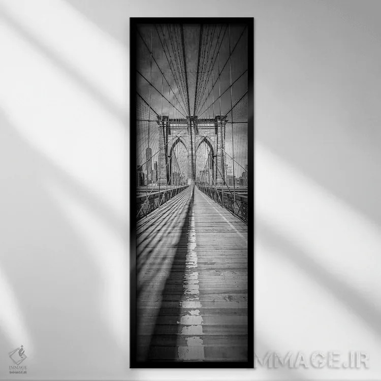 تابلو دکوراتیو پل بروکلین شهر نیویورک اثر ملانی ویولا - نمای قابدار مشکی
