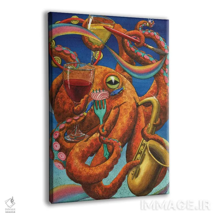 تابلو دکوراتیو گربه پارتی هنری! اثر کترین جی مک الروی - نمای پرسپکتیو محصول