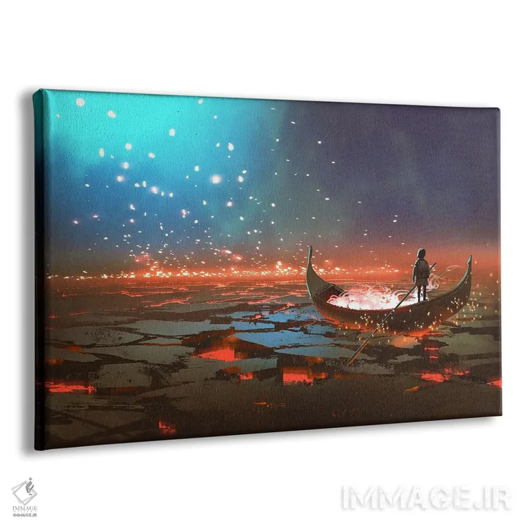 تابلو دکوراتیو قایق در سرزمین آتش فشانی اثر گرندفیلر - نمای پرسپکتیو محصول