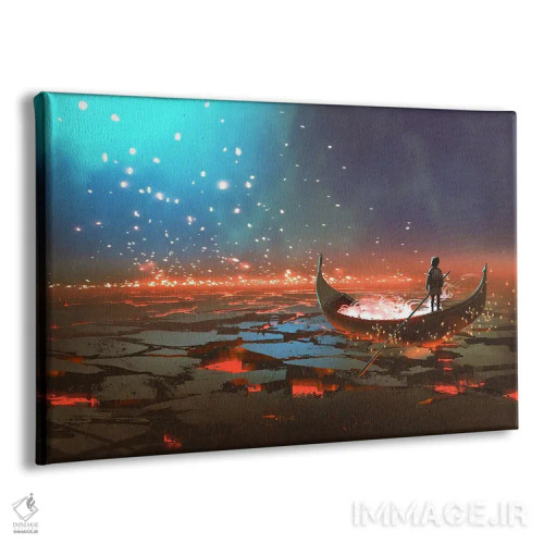 تابلو دکوراتیو قایق در سرزمین آتش فشانی اثر گرندفیلر - نمای پرسپکتیو محصول