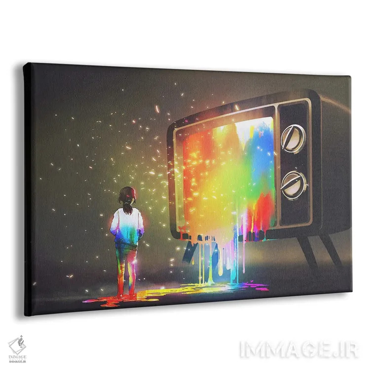 تابلو دکوراتیو لذت تماشای تلویزیون صفحه بزرگ اثر گرندفیلر - نمای پرسپکتیو محصول