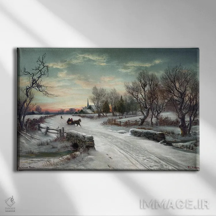 تابلو دکوراتیو C1885,صبح کریسمس، حدود ۱۸۸۵ اثر دبلیو. سی. باور - نمای روبهرو روی دیوار