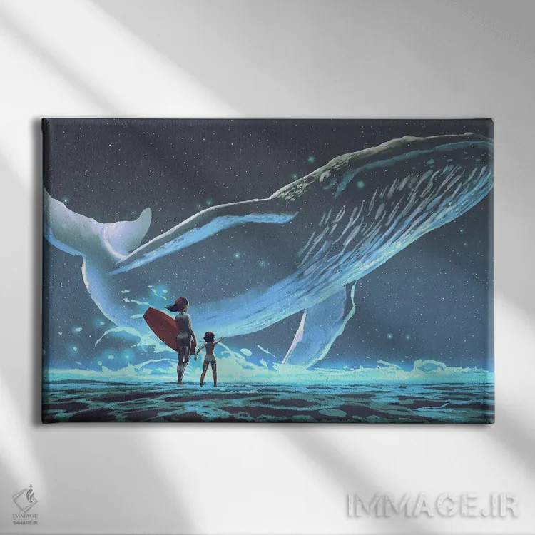 تابلو دکوراتیو دیدار با نهنگ افسانه ای اثر گرندفیلر - نمای روبهرو روی دیوار