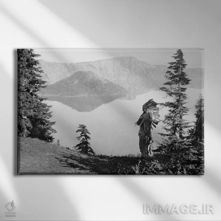 تابلو دکوراتیو C1923,رئیس قبیله کلامث، حدود ۱۹۲۳ اثر ادوارد اس. کرتیس - نمای روبهرو روی دیوار