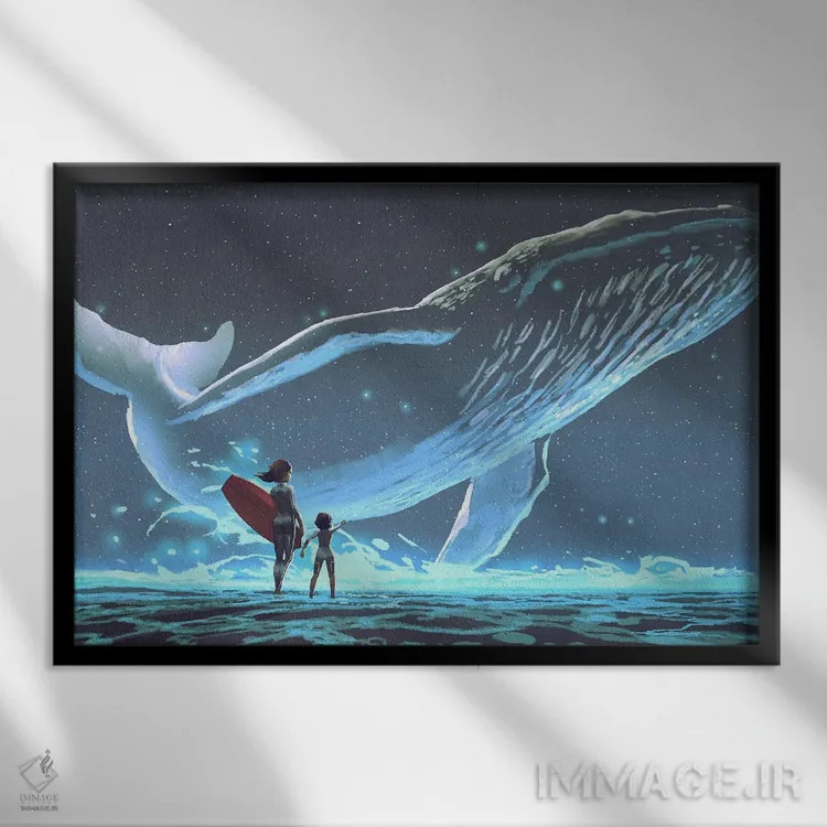 تابلو دکوراتیو دیدار با نهنگ افسانه ای اثر گرندفیلر - نمای قابدار مشکی