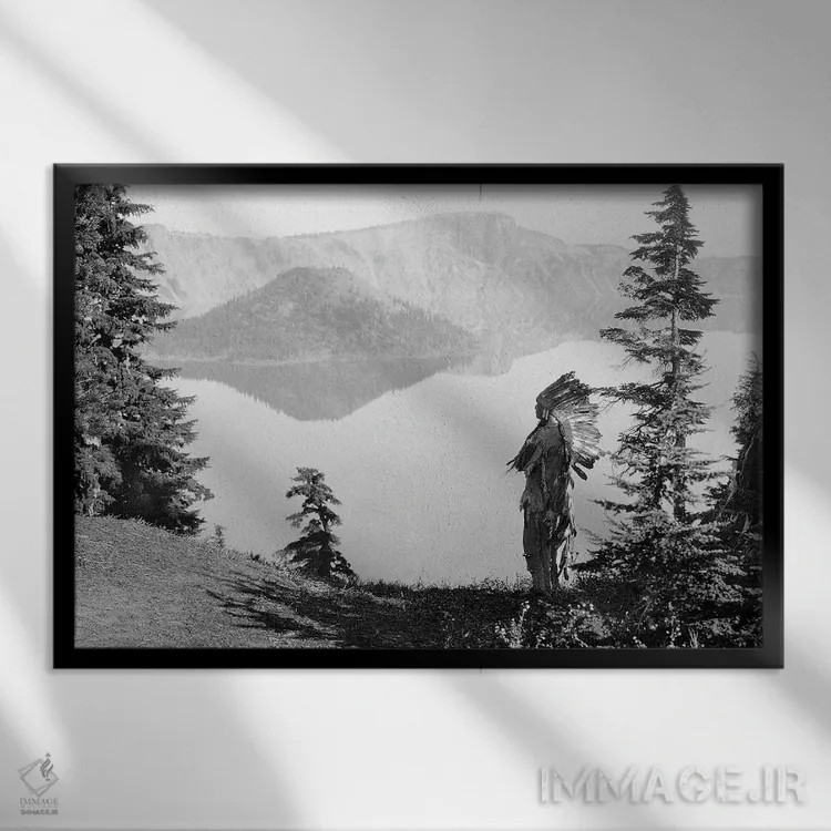 تابلو دکوراتیو C1923,رئیس قبیله کلامث، حدود ۱۹۲۳ اثر ادوارد اس. کرتیس - نمای قابدار مشکی