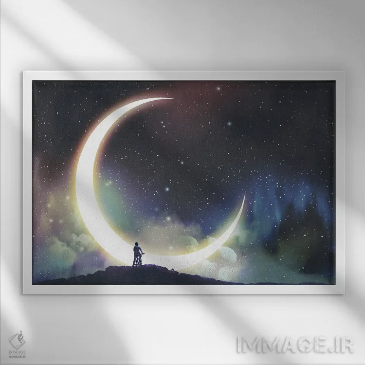 تابلو دکوراتیو ماجراجویی شبانه یک سوار کوچک اثر گرندفیلر - نمای قابدار سفید