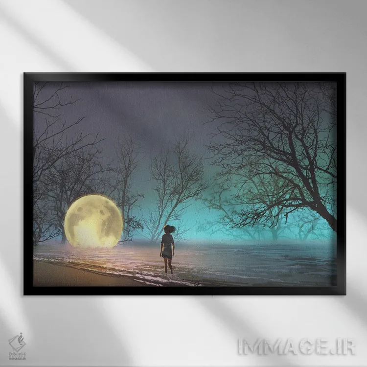 تابلو دکوراتیو ماه گمشده اثر گرندفیلر - نمای قابدار مشکی