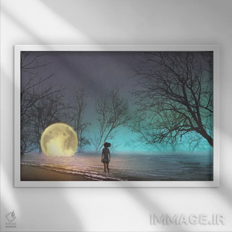 تابلو دکوراتیو ماه گمشده اثر گرندفیلر - نمای قابدار سفید