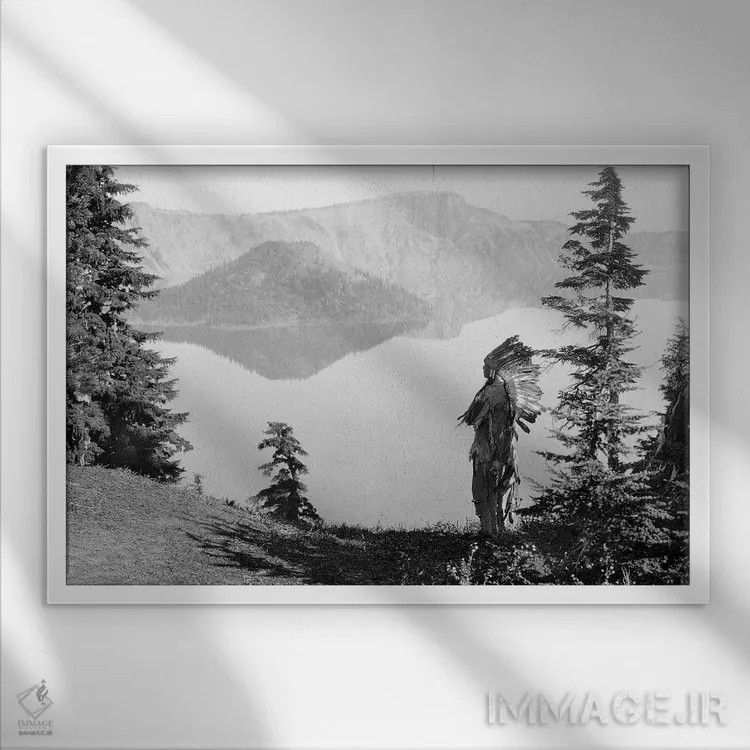 تابلو دکوراتیو C1923,رئیس قبیله کلامث، حدود ۱۹۲۳ اثر ادوارد اس. کرتیس - نمای قابدار سفید