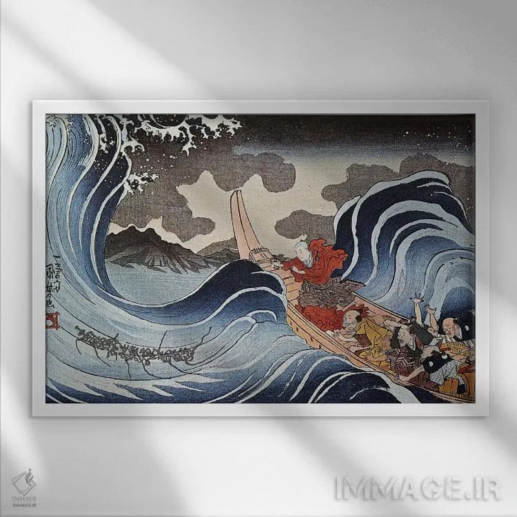 تابلو کلاسیک کونیوشی: چاپ اوبان اثر اوتاگاوا کونیوشی - نمای قابدار سفید