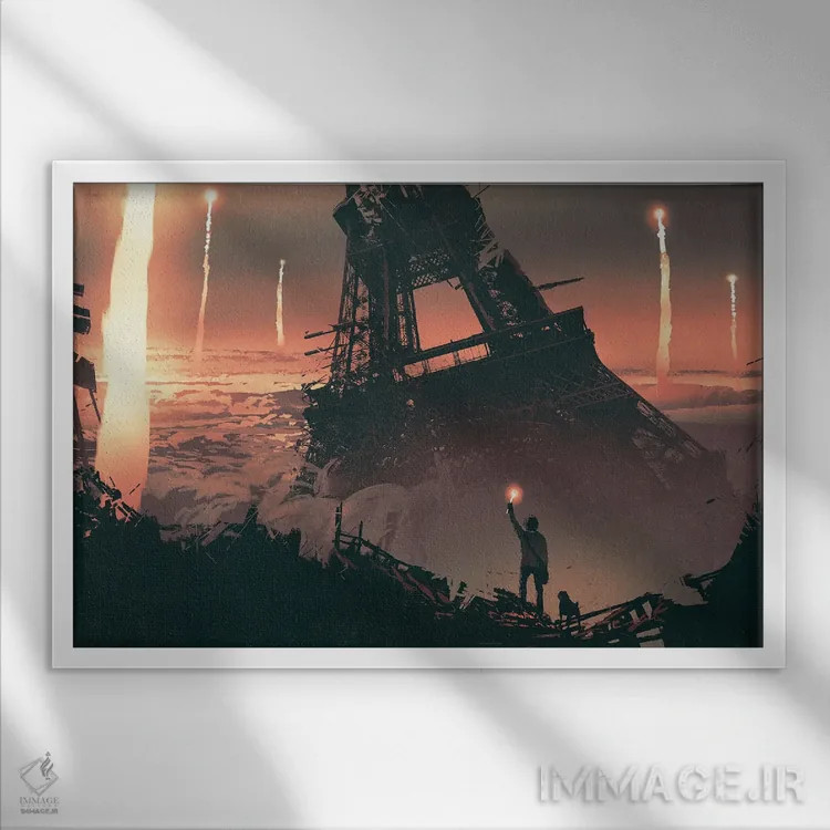 تابلو دکوراتیو زمان آتش بازی اثر گرندفیلر - نمای قابدار سفید