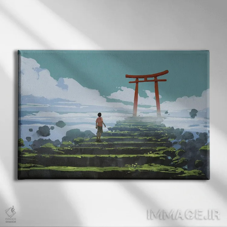 تابلو دکوراتیو دروازه توری، ورودی سرزمین آرام اثر گرندفیلر - نمای روبهرو روی دیوار