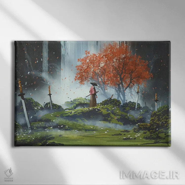 تابلو دکوراتیو باغ شمشیرهای کاتانا اثر گرندفیلر - نمای روبهرو روی دیوار