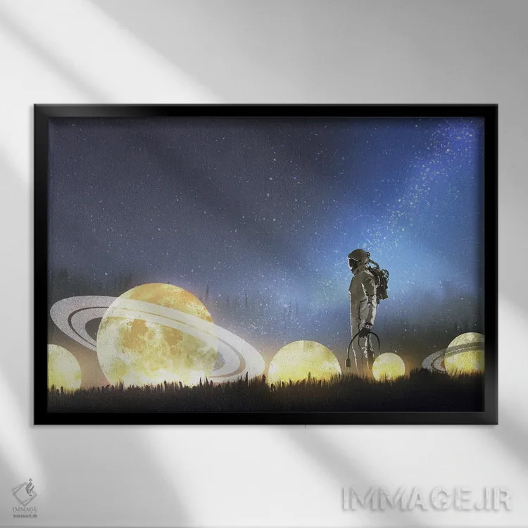 تابلو دکوراتیو ستاره های درخشان روی چمنزار اثر گرندفیلر - نمای قابدار مشکی