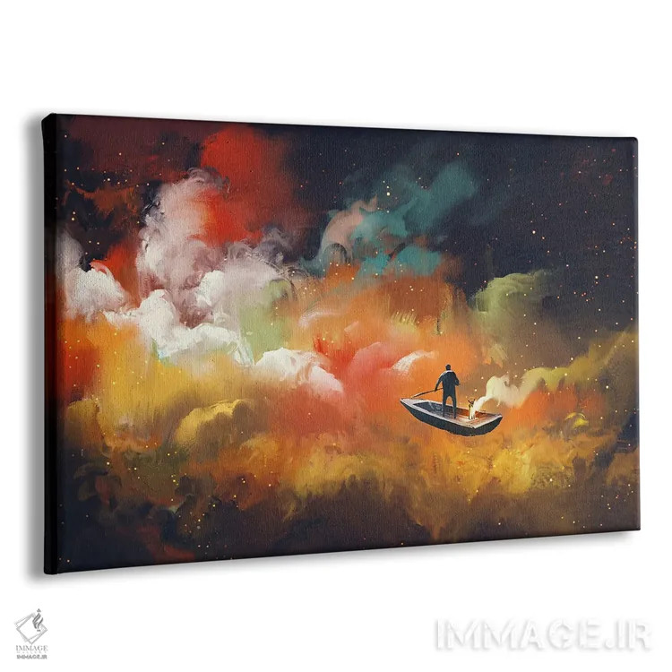 تابلو انتزاعی سفر در فضای بیرونی اثر گرندفیلر - نمای پرسپکتیو محصول