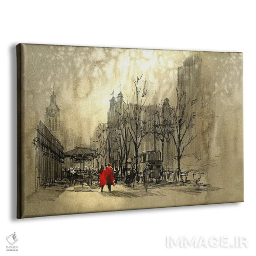 تابلو دکوراتیو پیاده روی در خیابان اثر گرندفیلر - نمای پرسپکتیو محصول