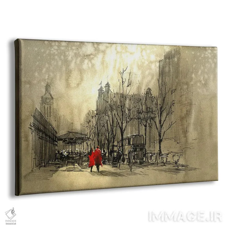 تابلو دکوراتیو پیاده روی در خیابان اثر گرندفیلر - نمای پرسپکتیو محصول