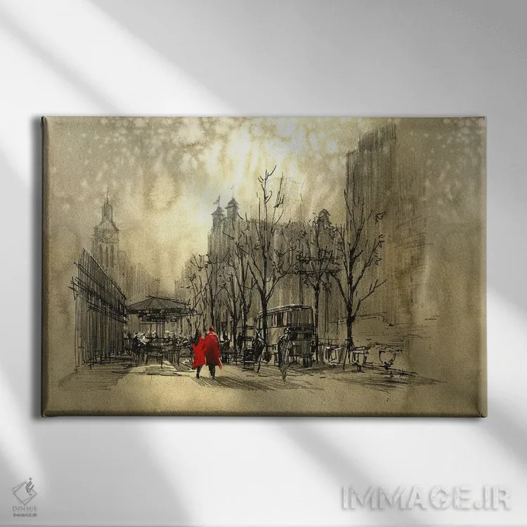 تابلو دکوراتیو پیاده روی در خیابان اثر گرندفیلر - نمای روبهرو روی دیوار